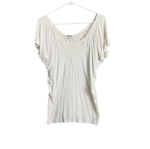 White Peasant Embroidered Flutter Sleeve Blouse - Picture 1 of 4